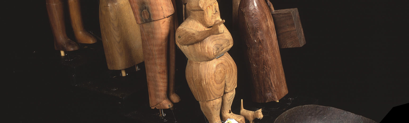 Museum Donation Box with carved wooden figures