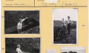 ‘Turf cutting at Ross, Ireland’; ‘Turf – Transport on Aran Isles’ (typed captions). Photographs by Ingegärd Vallin and Ellen Ettlinger. Ireland. 1949.