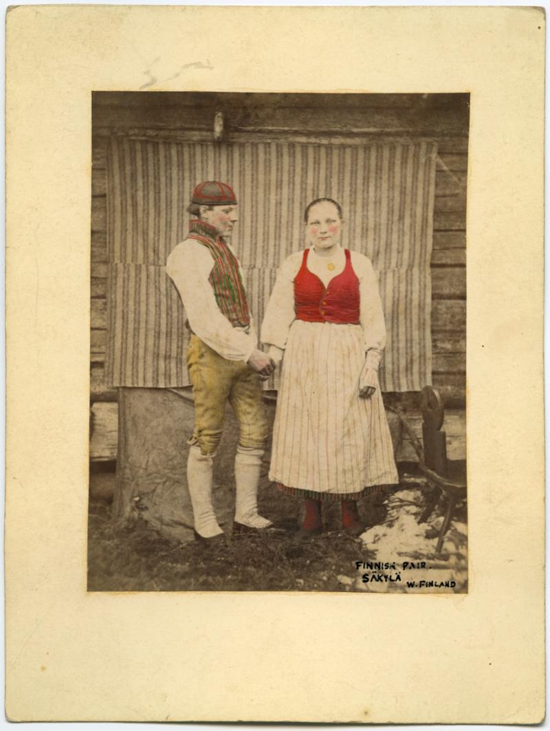 Carte-de-visite of Finnish couple, collected by Arthur Evans in 1873. PRM 1941.8.78.