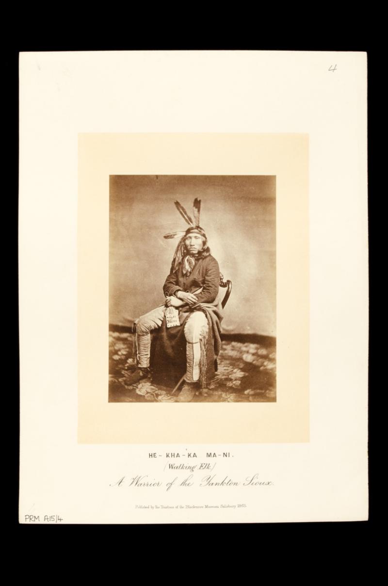 Studio portrait of Hekha'ka Ma'ni  [Walking Elk], by Julian Vannerson  & James E. McClees, 1858–9.  PRM 1998.129.4