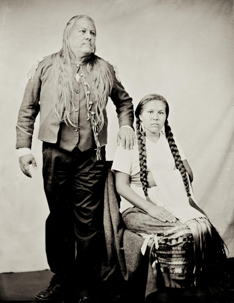 Portrait of Dakota Goodhouse (Two Wars) and daughter April Shooting Star Lee