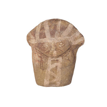 Clay object with rectangular body and proportionally large head